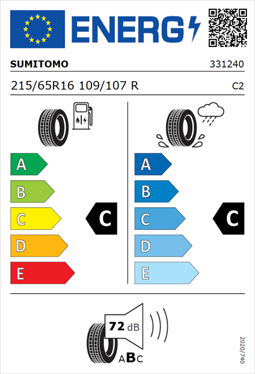 Tyre Label for Sumitomo SL727 215/65R16 109/107R