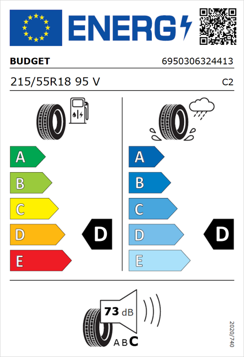 Tyre Label for Budget Budget 215/55R18 95V