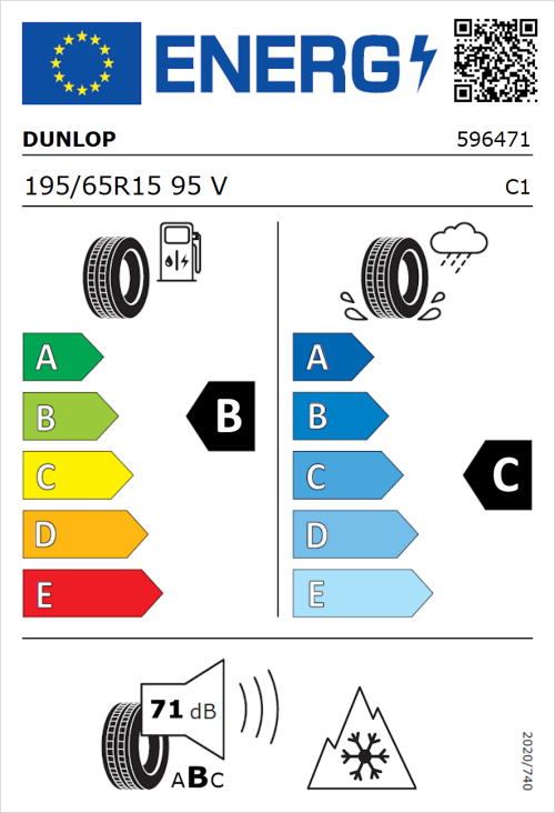 Tyre Label for Dunlop All Season 2 195/65R15 95V