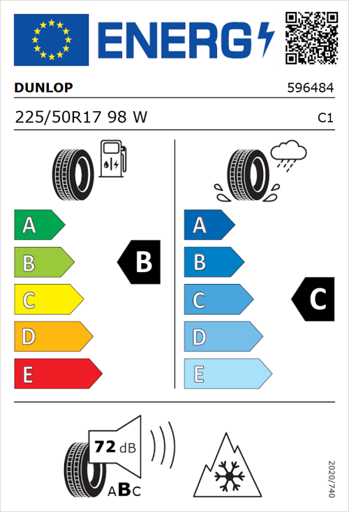Tyre Label for Dunlop All Season 2 225/50R17 98W