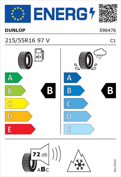 Tyre Label for Dunlop All Season 2 215/55R16 97V