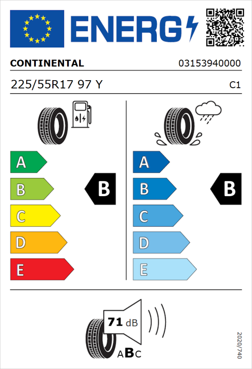 Tyre Label for Continental ContiPremiumContact 5 225/55R17 97Y